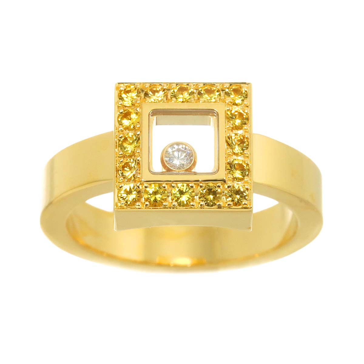 Happy Diamond Sapphire Diamond Ring 18K YG 750 Size6.25-6.5(US)