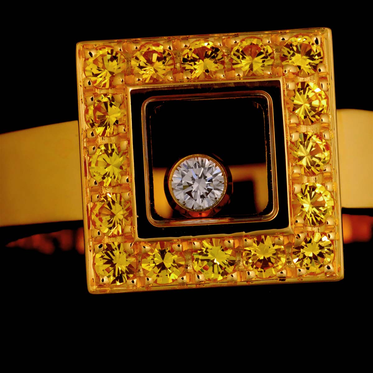 Happy Diamond Sapphire Diamond Ring 18K YG 750 Size6.25-6.5(US)