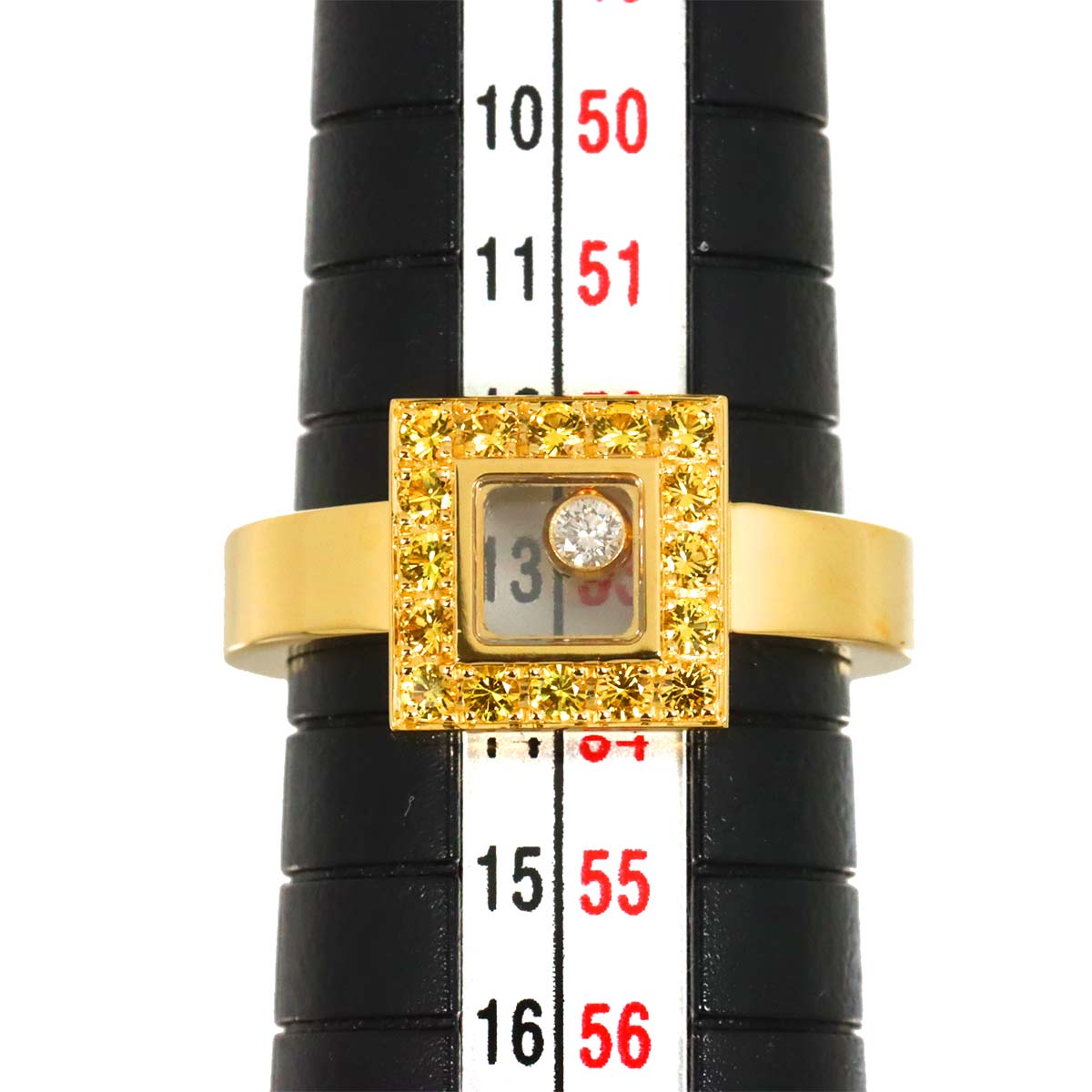 Happy Diamond Sapphire Diamond Ring 18K YG 750 Size6.25-6.5(US)