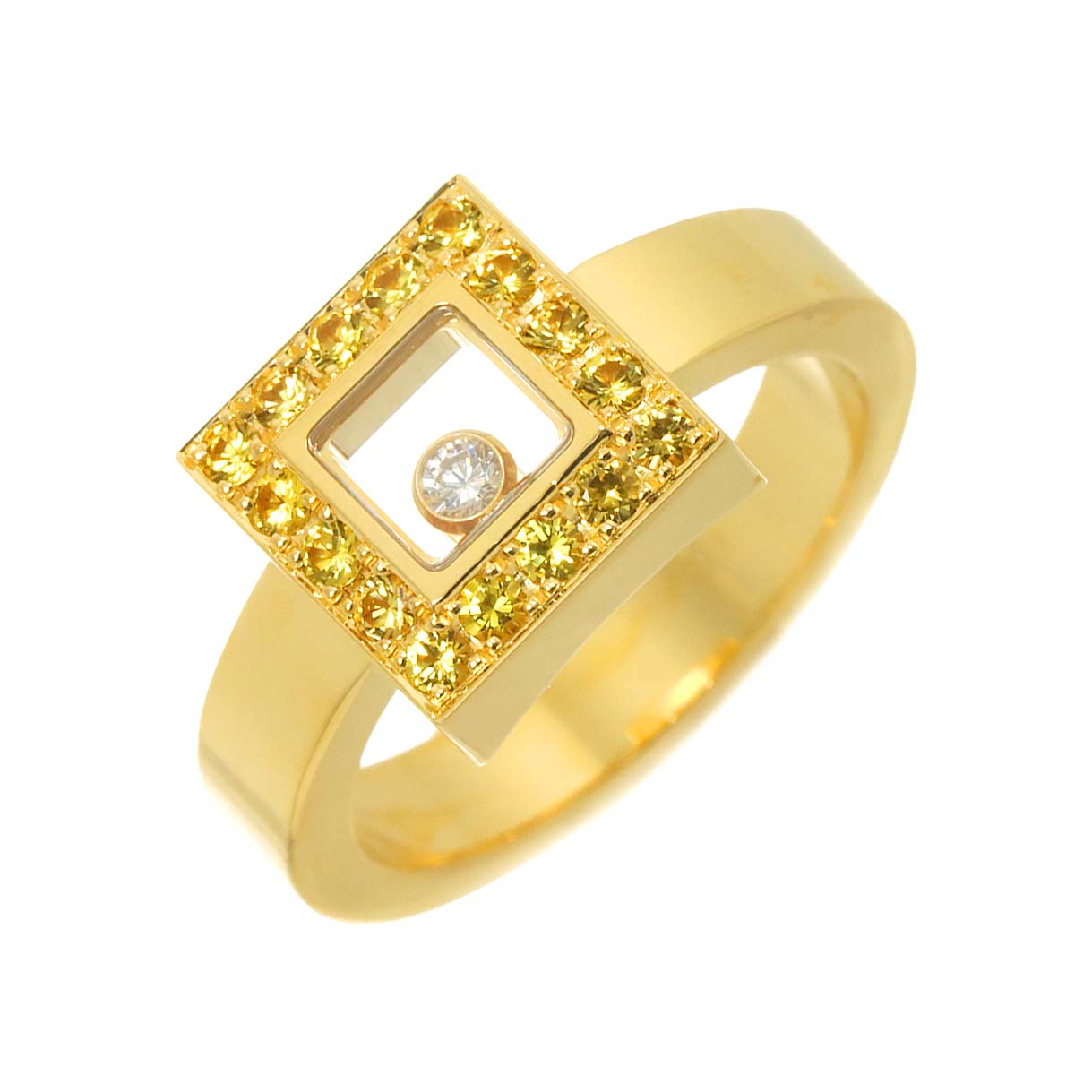 Happy Diamond Sapphire Diamond Ring 18K YG 750 Size6.25-6.5(US)