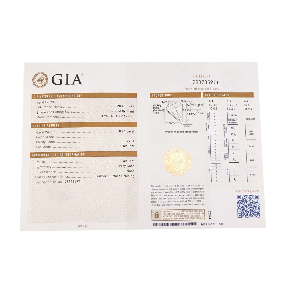 Half Diamond 0.24ct F/VVS1/EX Ring Pt size48 4.5(US)