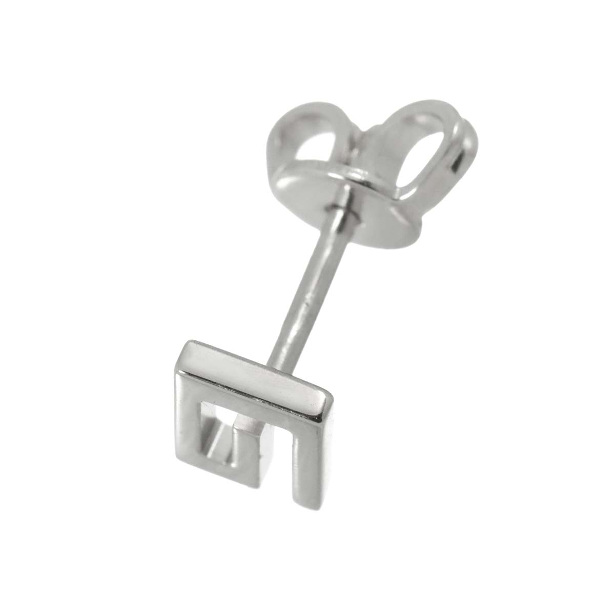 Logo Earring Pierced 18K White Gold 750 One Piece only