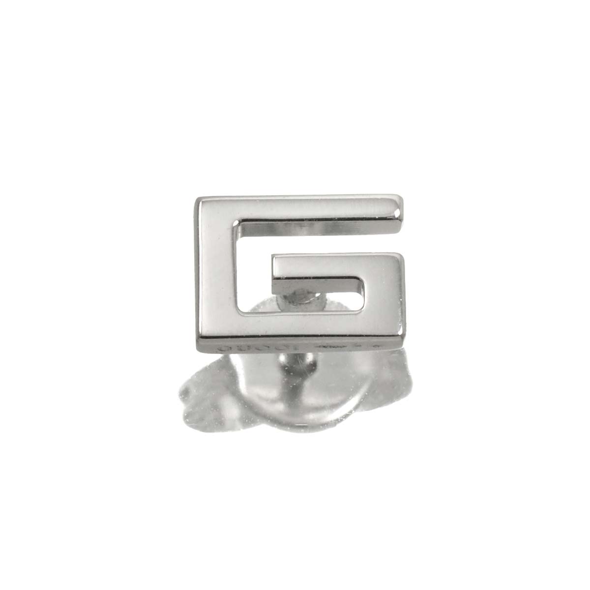 Logo Earring Pierced 18K White Gold 750 One Piece only