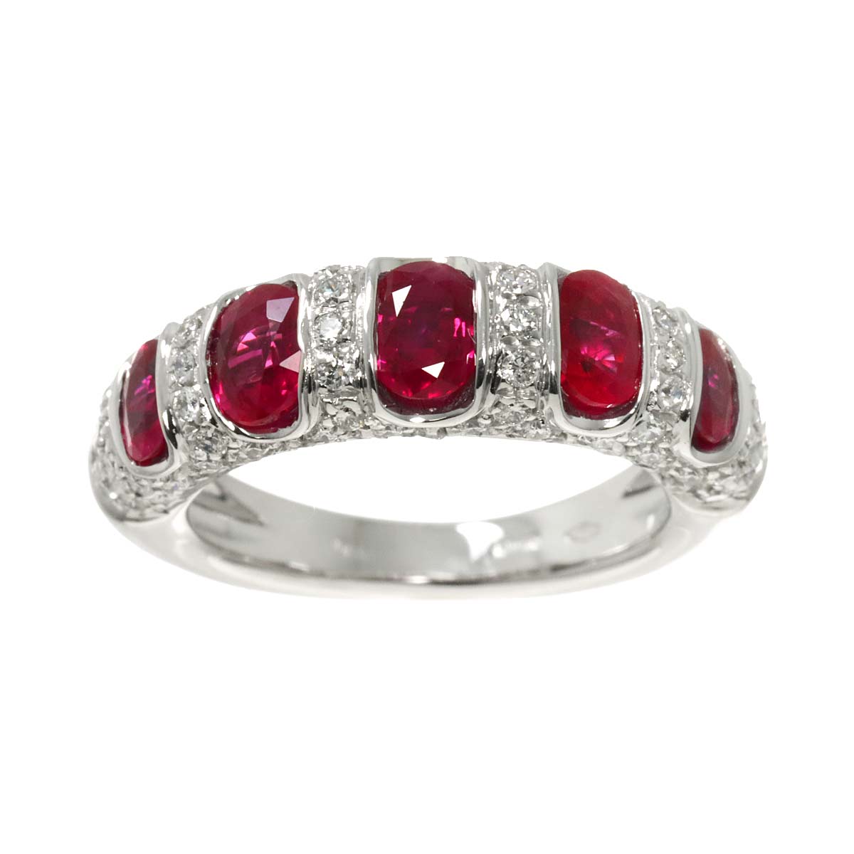Ruby Diamond Ring 18K WG 750 Size5.75-6(US)