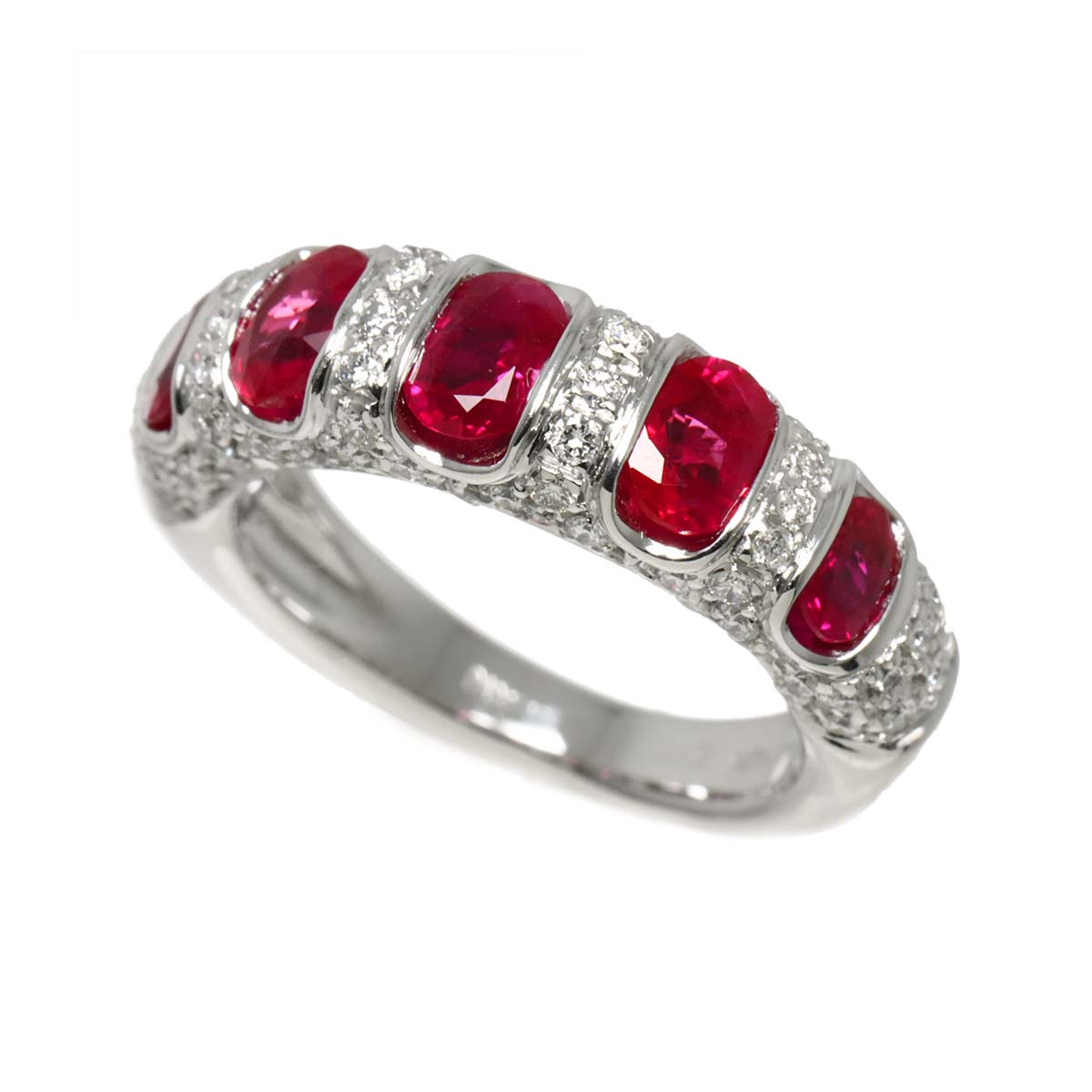 Ruby Diamond Ring 18K WG 750 Size5.75-6(US)