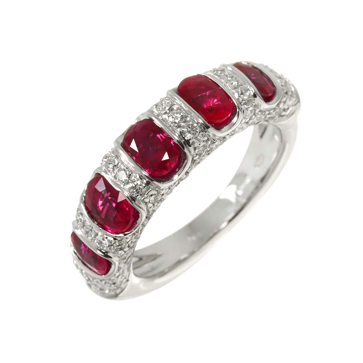 Ruby Diamond Ring 18K WG 750 Size5.75-6(US)