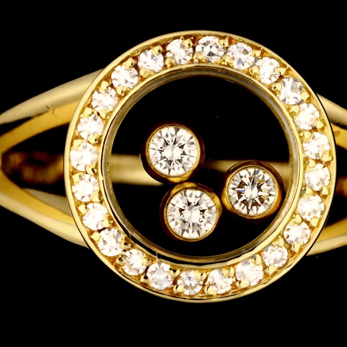 Happy Diamond Ring 18K YG 750 Size6-6.25(US)