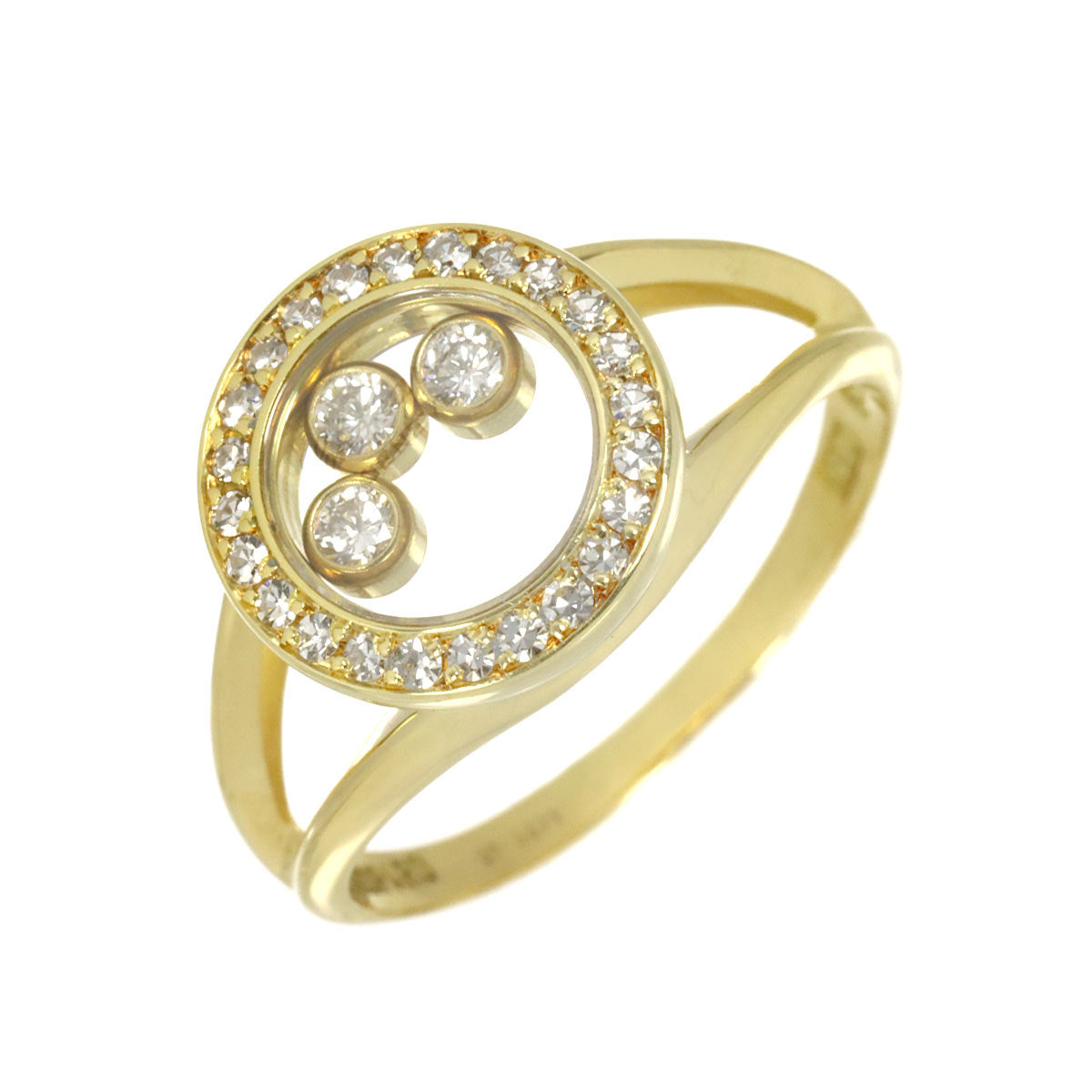 Happy Diamond Ring 18K YG 750 Size6-6.25(US)