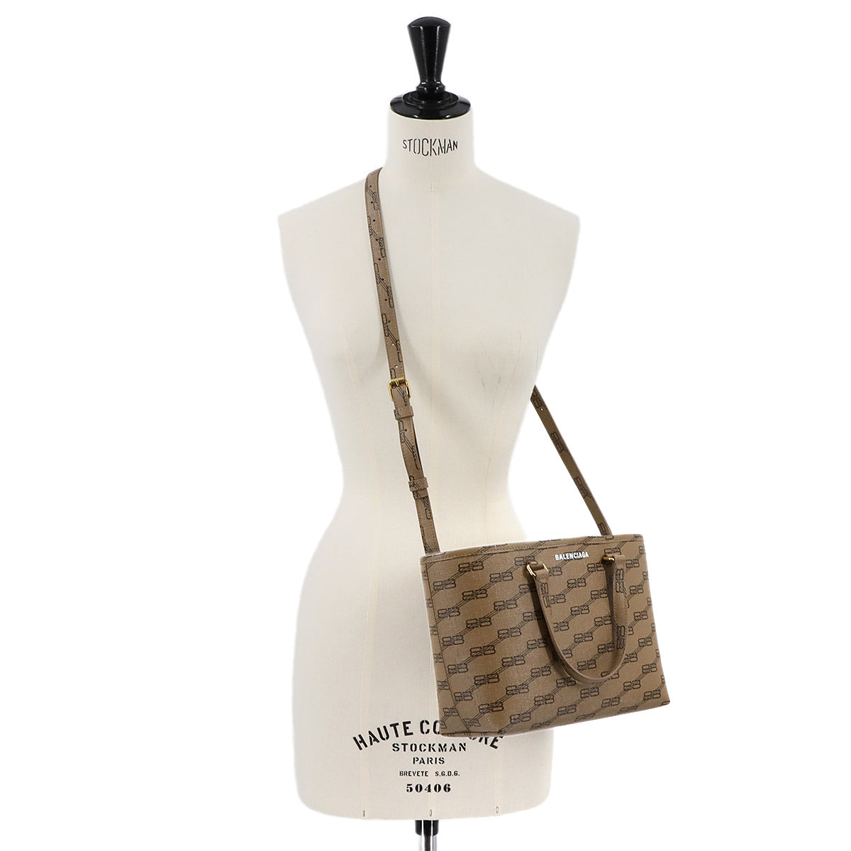 BB Monogram Hand Shoulder Bag PVC Brown Black 702699