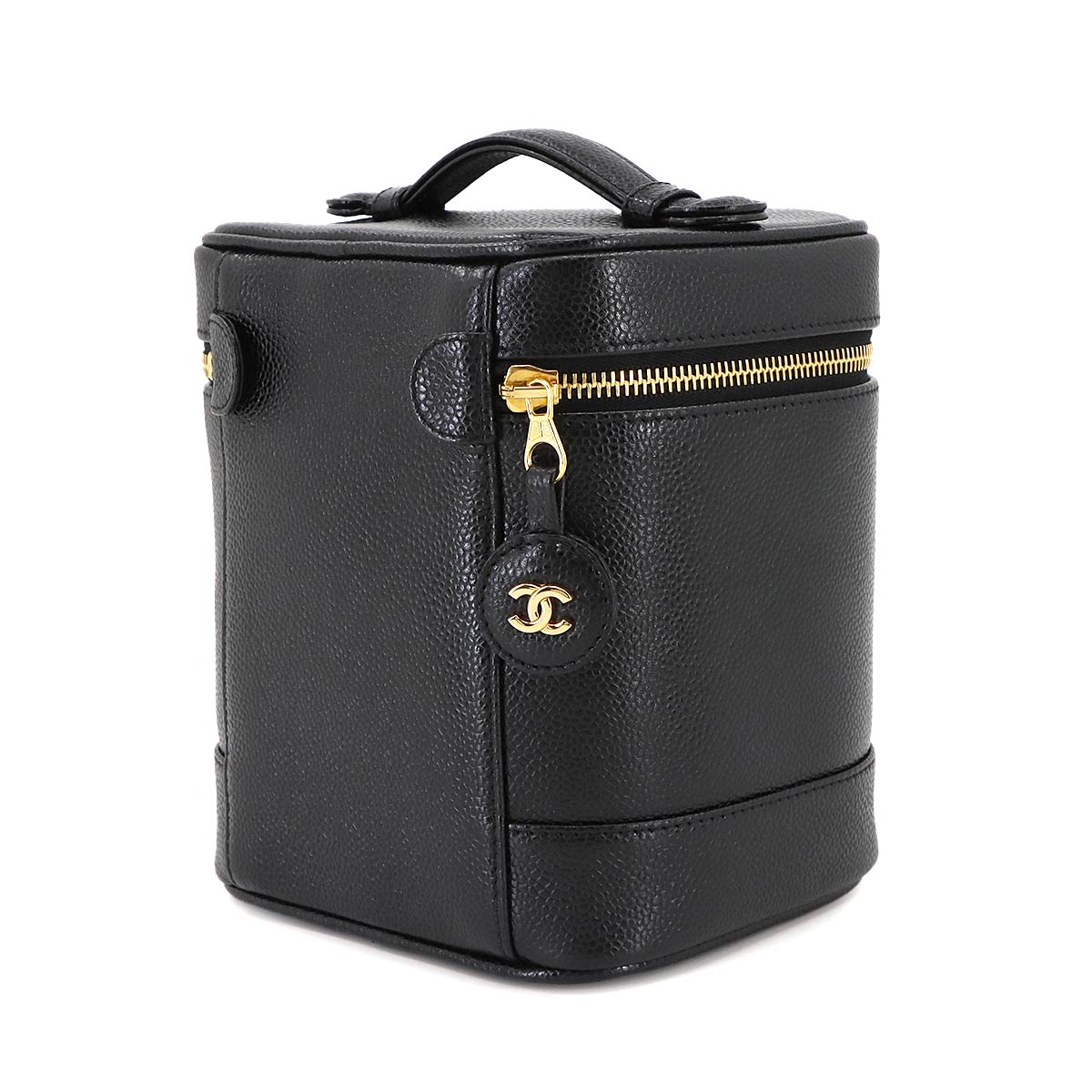 Vanity Hand Bag Leather Black A01998 Coco Logos Purse