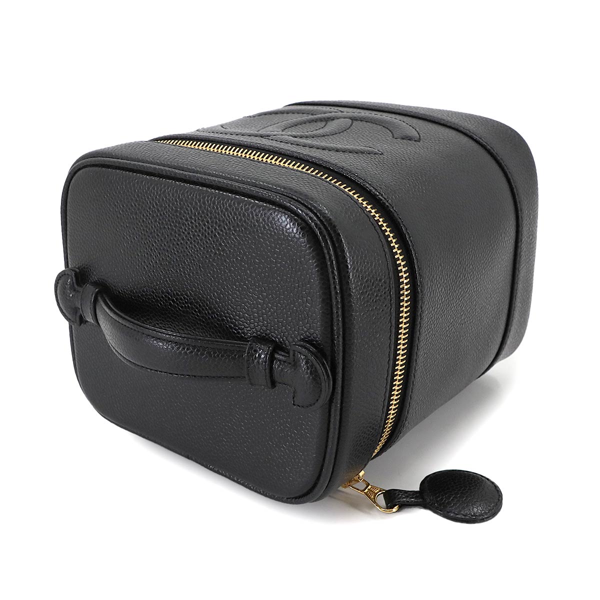 Vanity Hand Bag Leather Black A01998 Coco Logos Purse