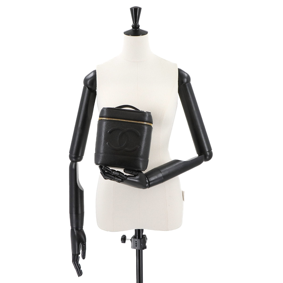 Vanity Hand Bag Leather Black A01998 Coco Logos Purse