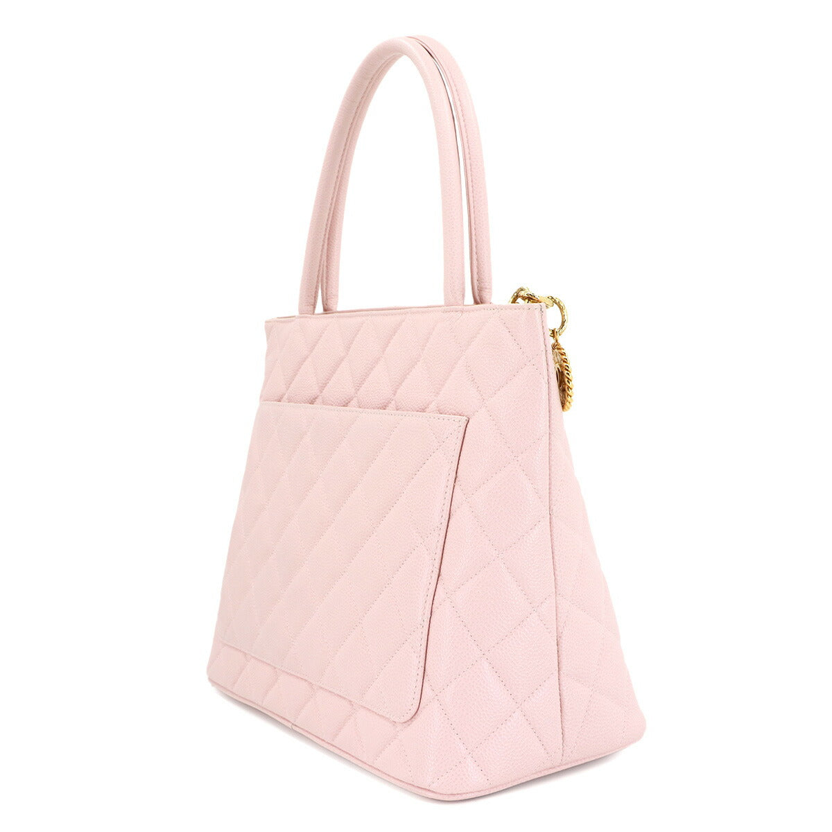 Medallion Tote Bag Leather Light Pink A01804 Coco Logos Purse