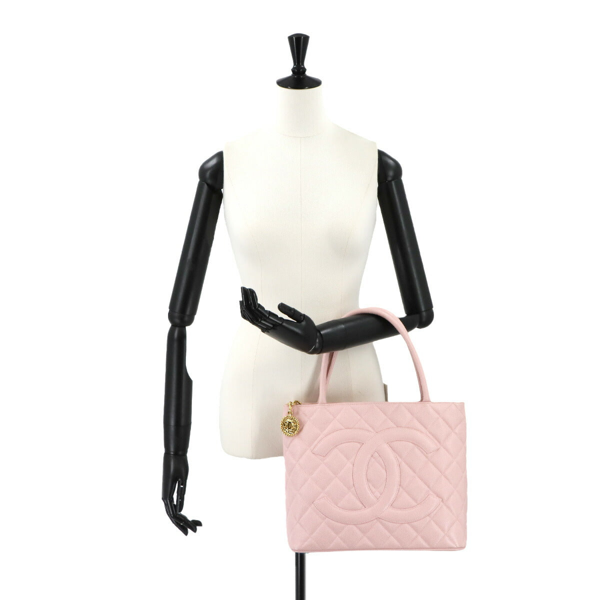 Medallion Tote Bag Leather Light Pink A01804 Coco Logos Purse