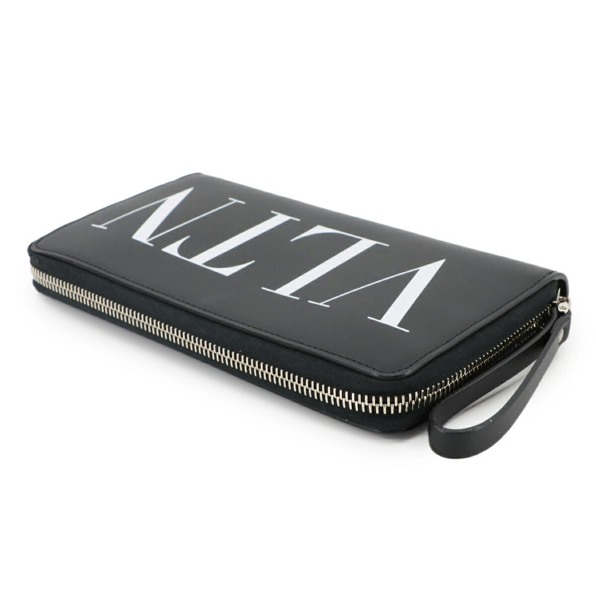 VLTN Logos Zipped Around Long Wallet Leather Black