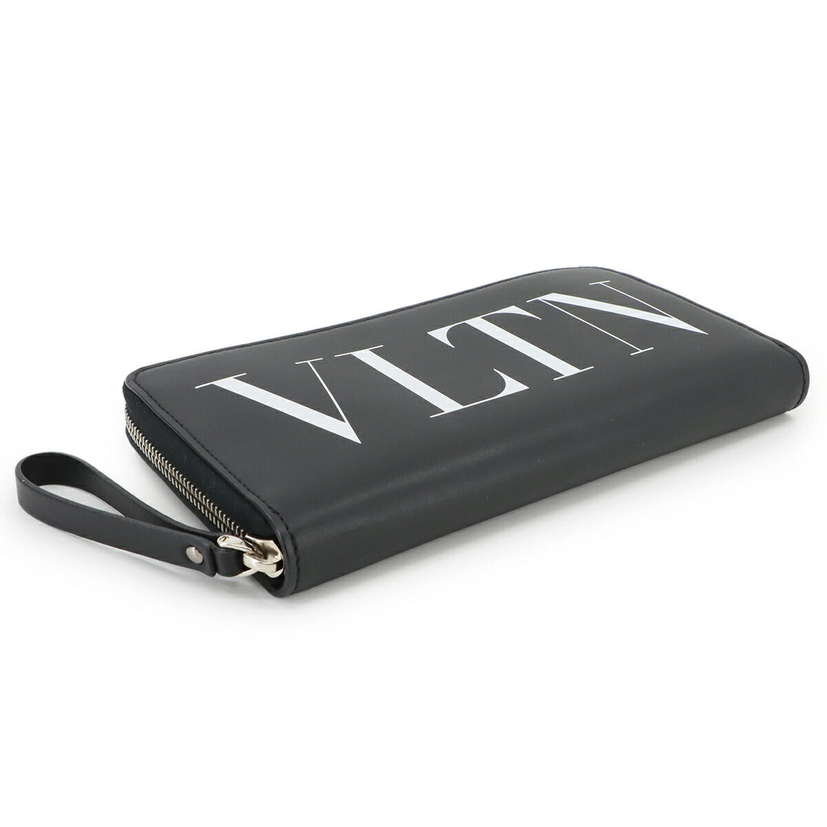 VLTN Logos Zipped Around Long Wallet Leather Black