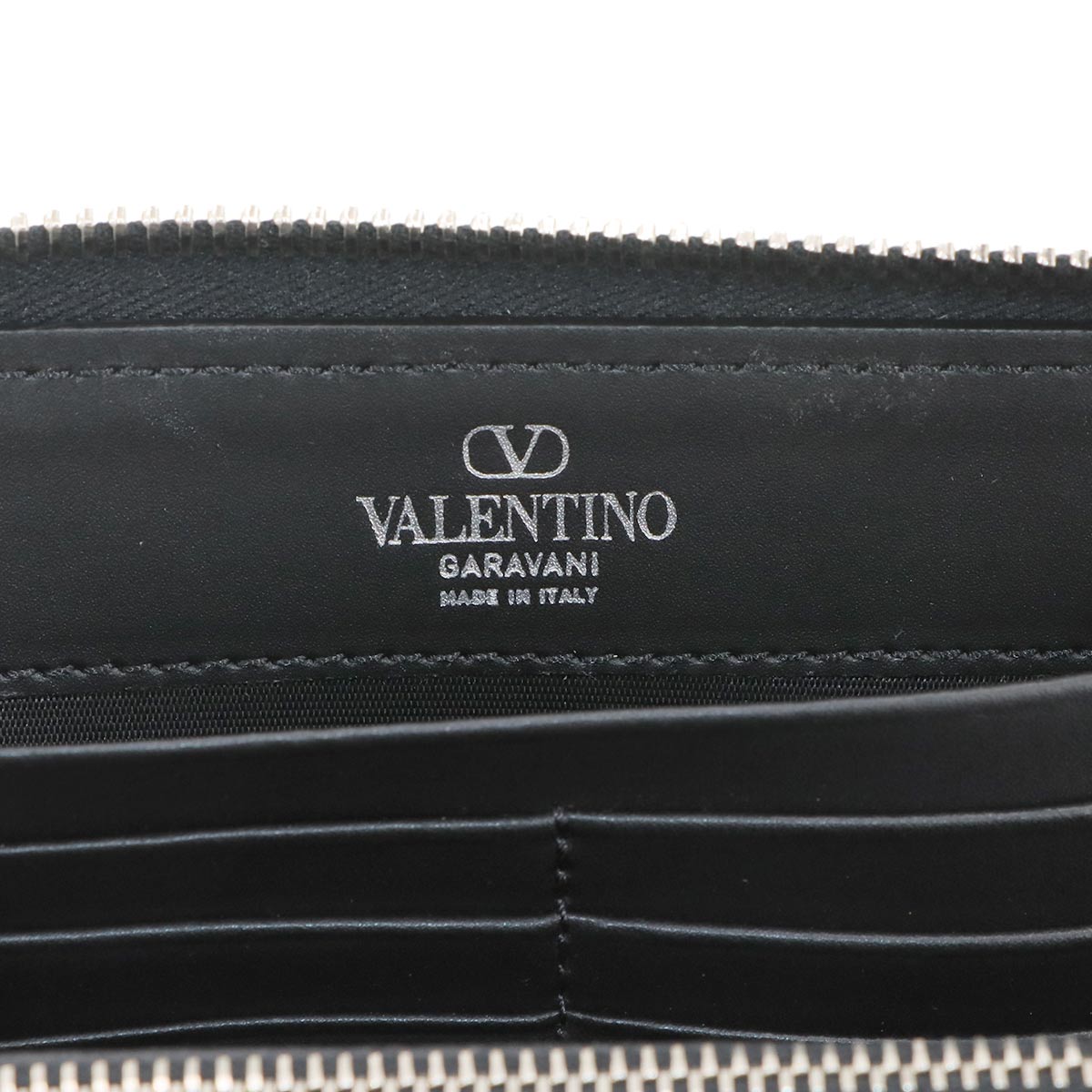 VLTN Logos Zipped Around Long Wallet Leather Black