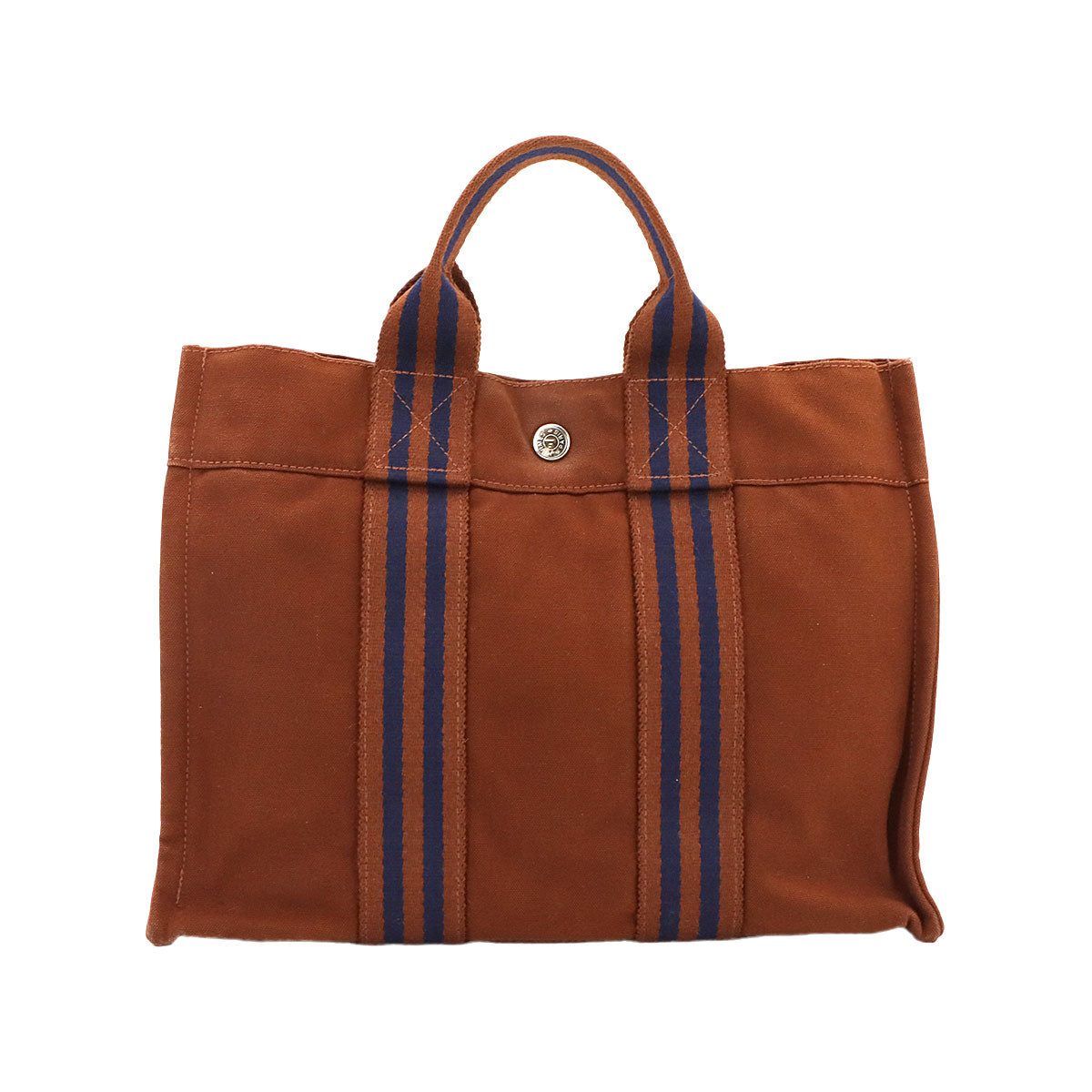 Fourre Tout PM Tote Bag Canvas Brown Navy Unisex Purse