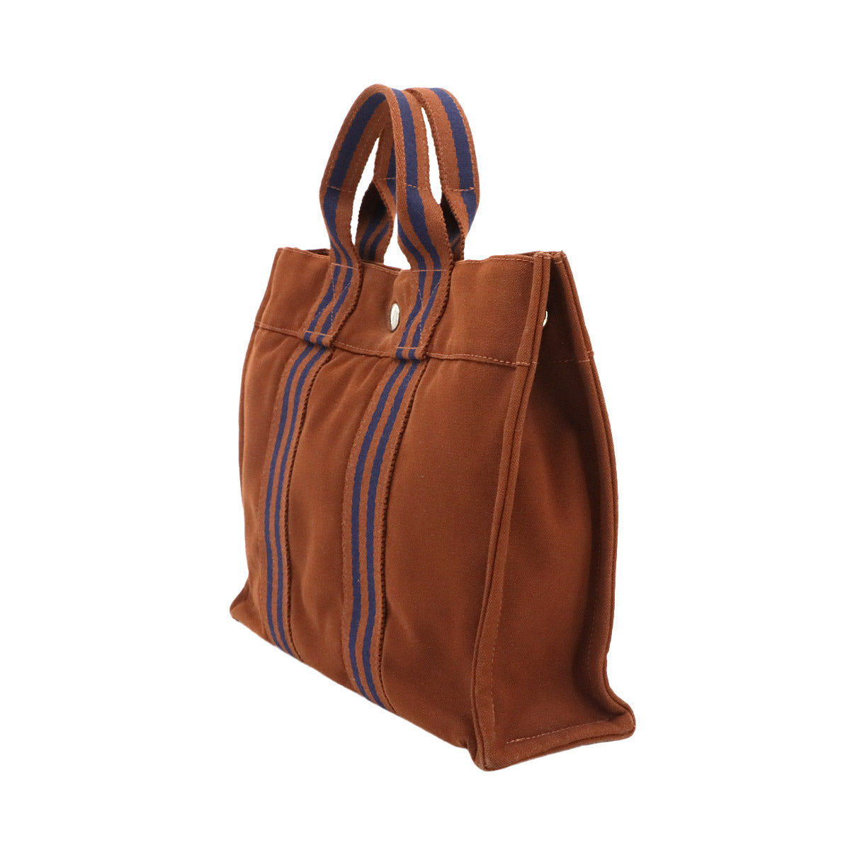 Fourre Tout PM Tote Bag Canvas Brown Navy Unisex Purse