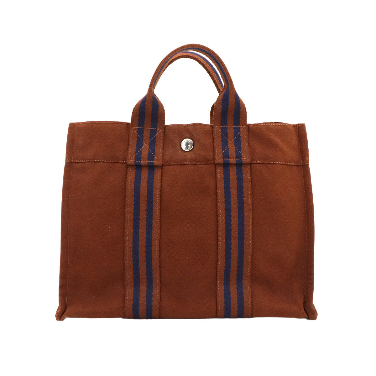 Fourre Tout PM Tote Bag Canvas Brown Navy Unisex Purse
