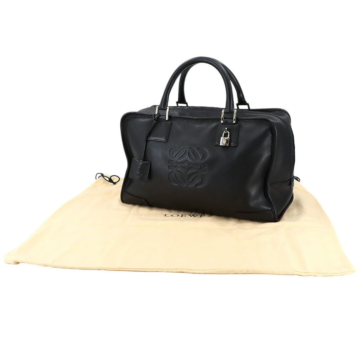 Amazona 36 Hand Bag Leather Black Anagram Purse