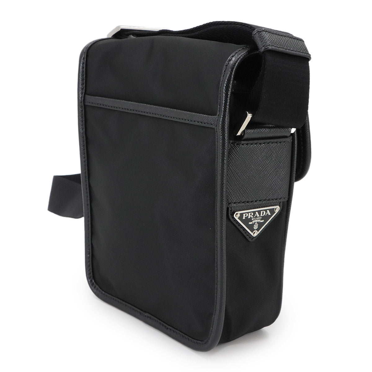 Shoulder Bag Nylon Saffiano Leather Black 2VD028 Purse