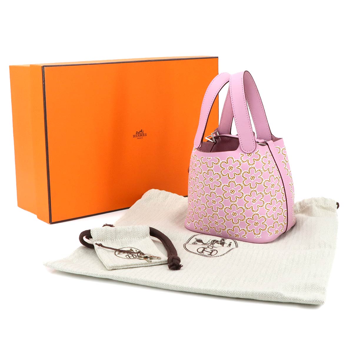 Picotin Lock Micro Lucky Daisy Hand Bag Swift Mauve sylvestre