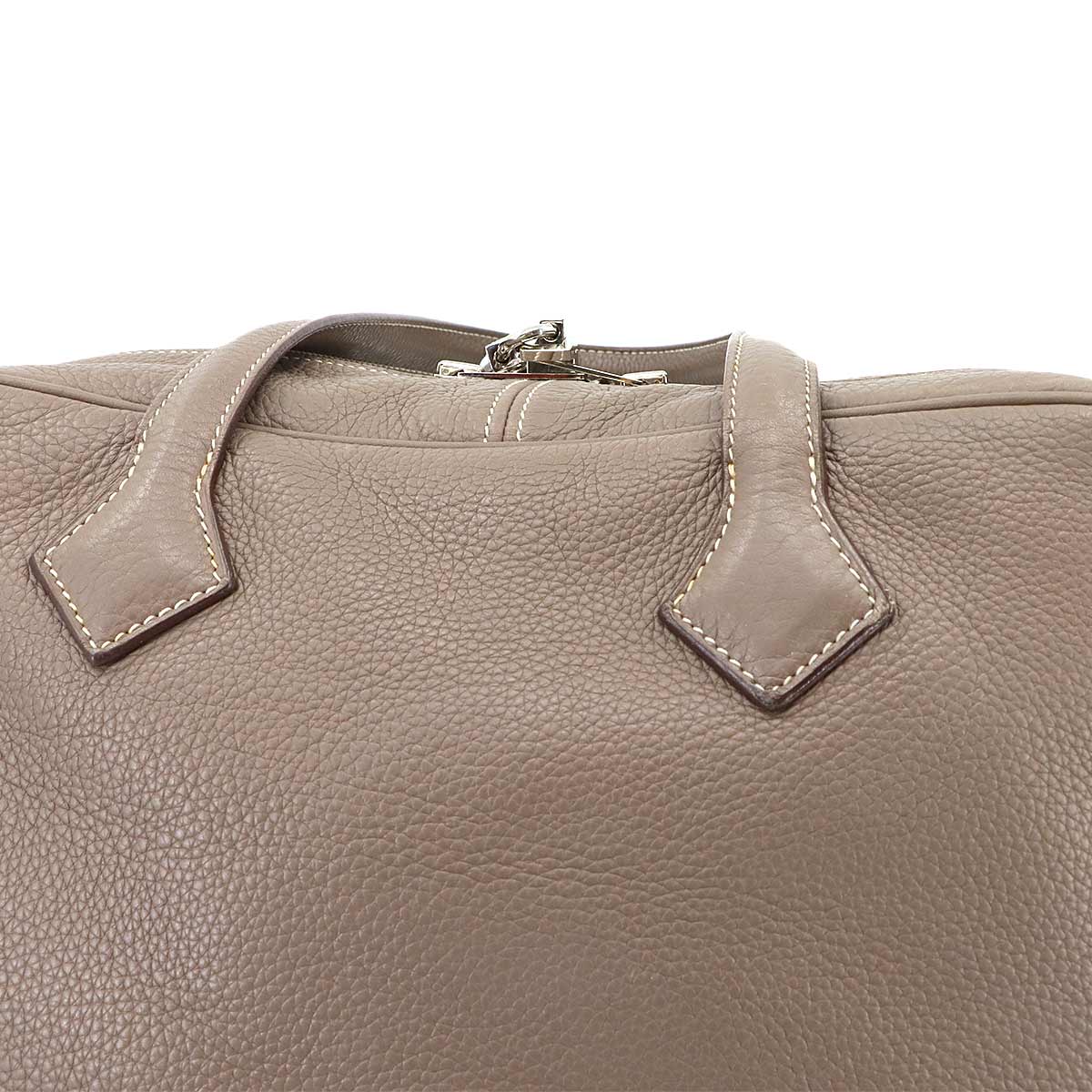 Victoria 35 Hand Bag Taurillon Clemence Leather Etoupe Purse