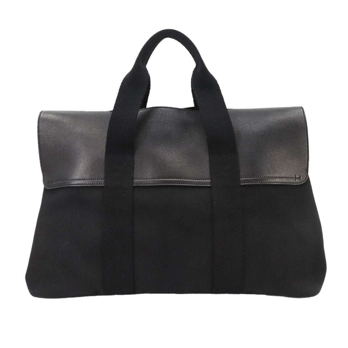 Valparaiso MM Hand Bag Toile chevrons Leather Black Purse