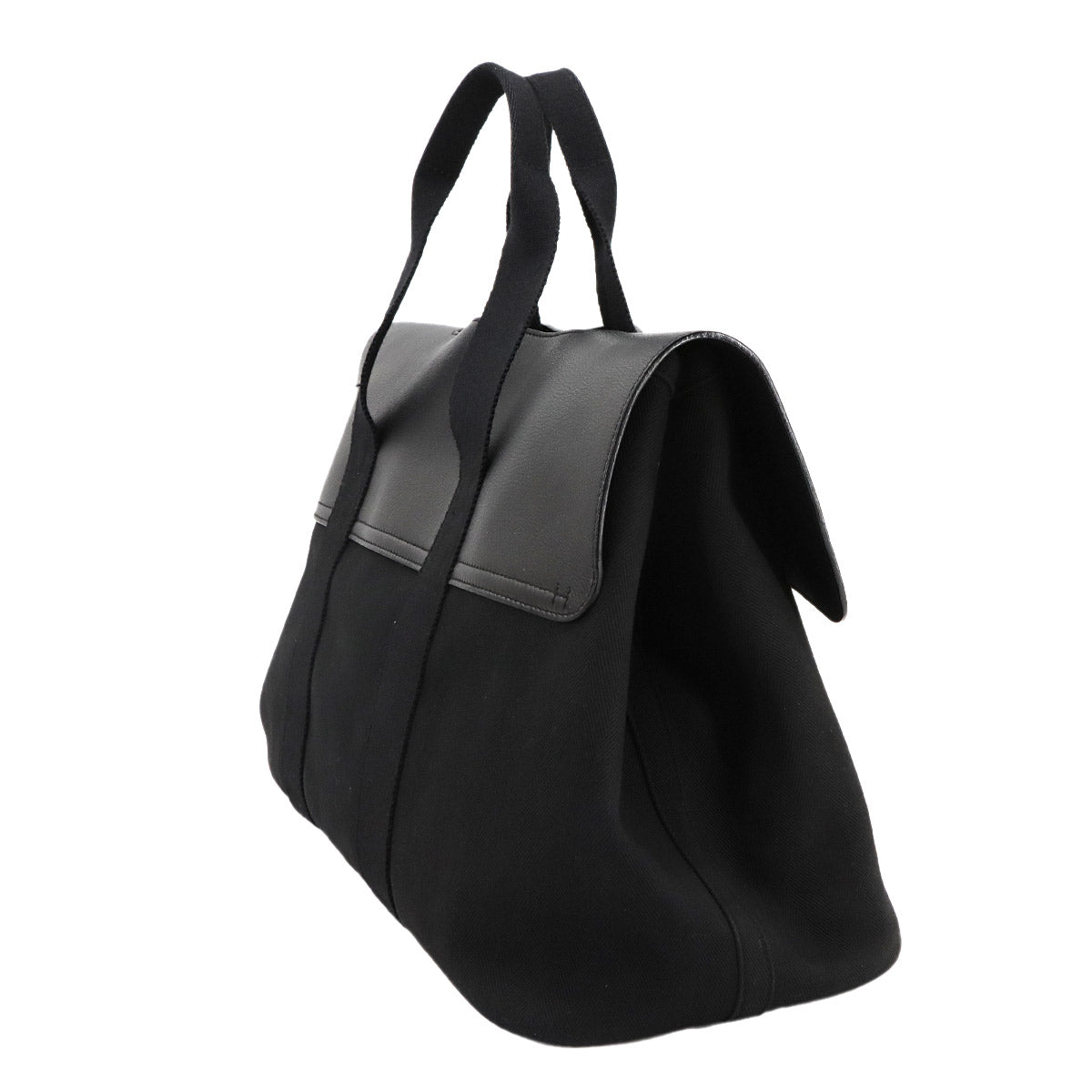 Valparaiso MM Hand Bag Toile chevrons Leather Black Purse