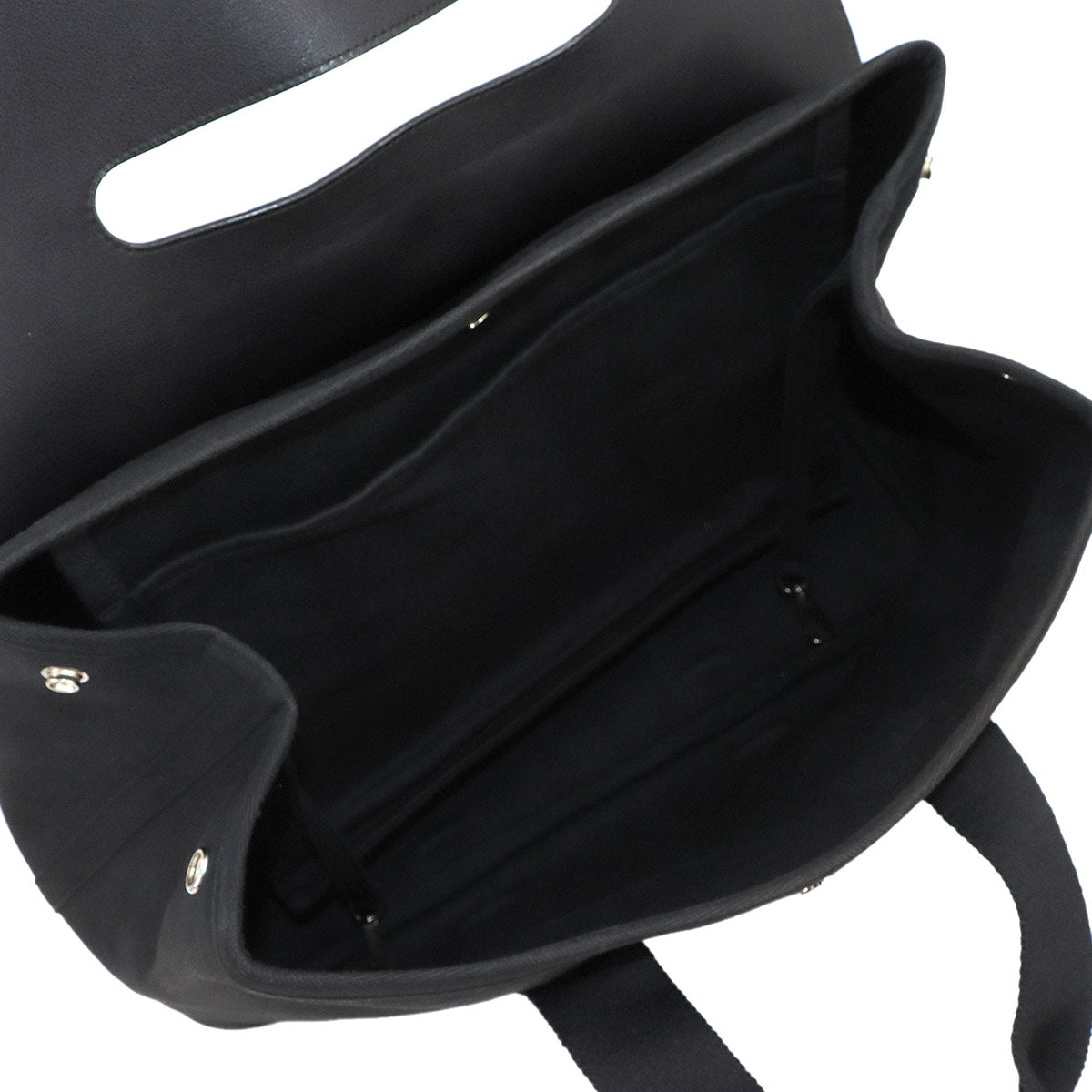 Valparaiso MM Hand Bag Toile chevrons Leather Black Purse