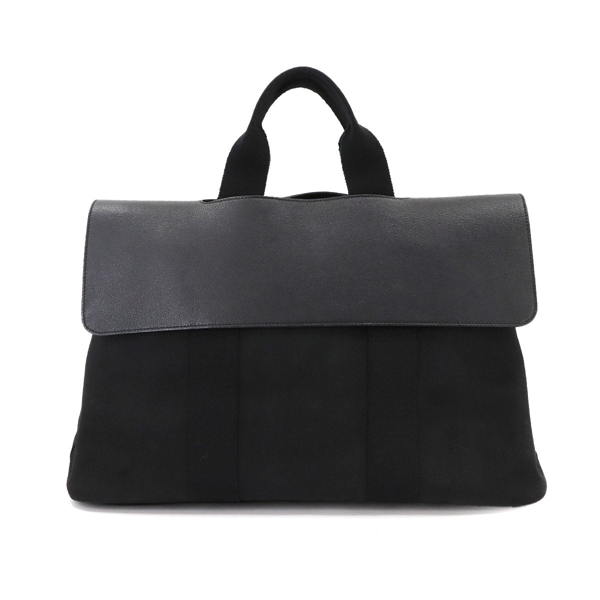 Valparaiso MM Hand Bag Toile chevrons Leather Black Purse