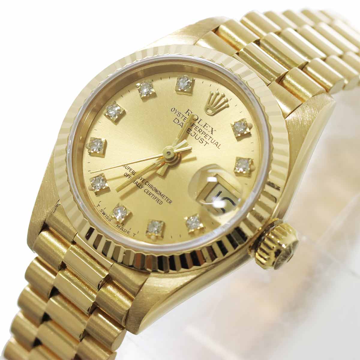 Datejust 69178G Serial 9 750 YG 10P Diamond Gold Dial Ladies