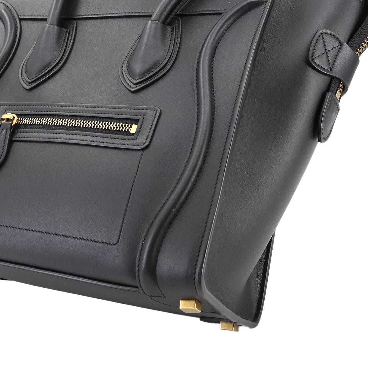 Luggage Micro Shopper Hand Bag Leather Black 189793