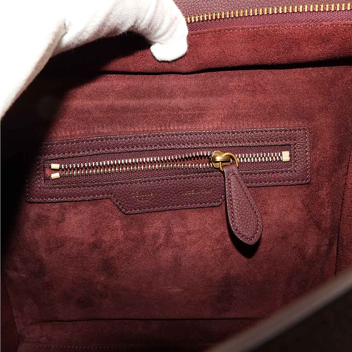 Luggage Micro Shopper Hand Bag Leather Bordeaux 167793 Purse