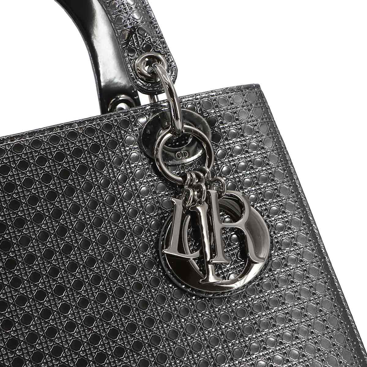 Micro Cannage Lady Dior Medium Hand Bag Patent Leather 90299373