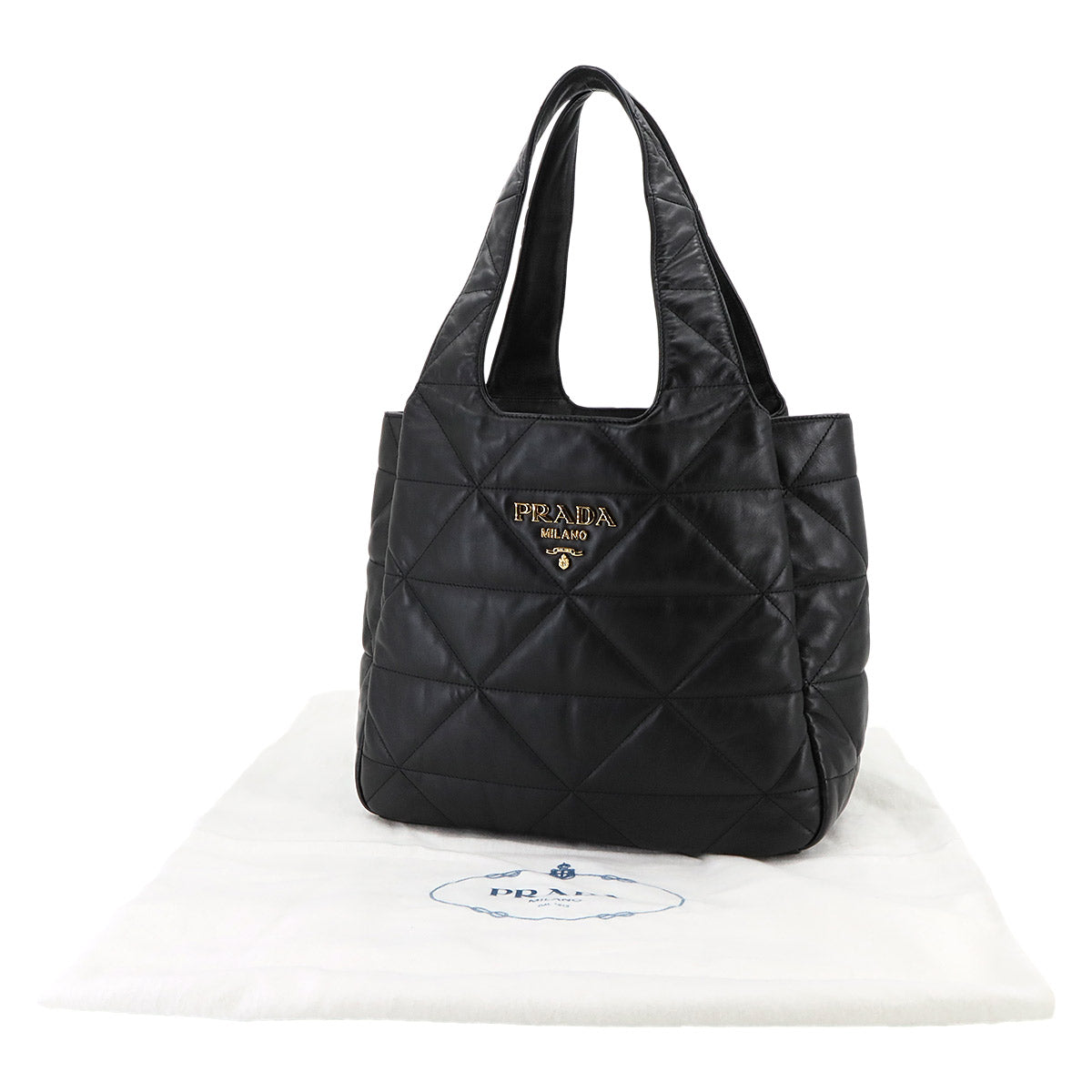 Tote Bag Nappa Leather Black 1BG450 Logo Purse
