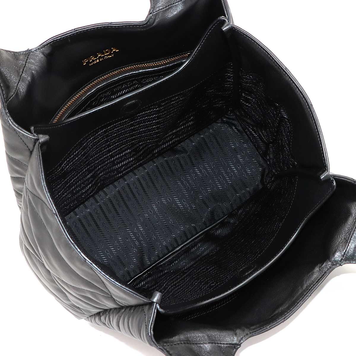 Tote Bag Nappa Leather Black 1BG450 Logo Purse