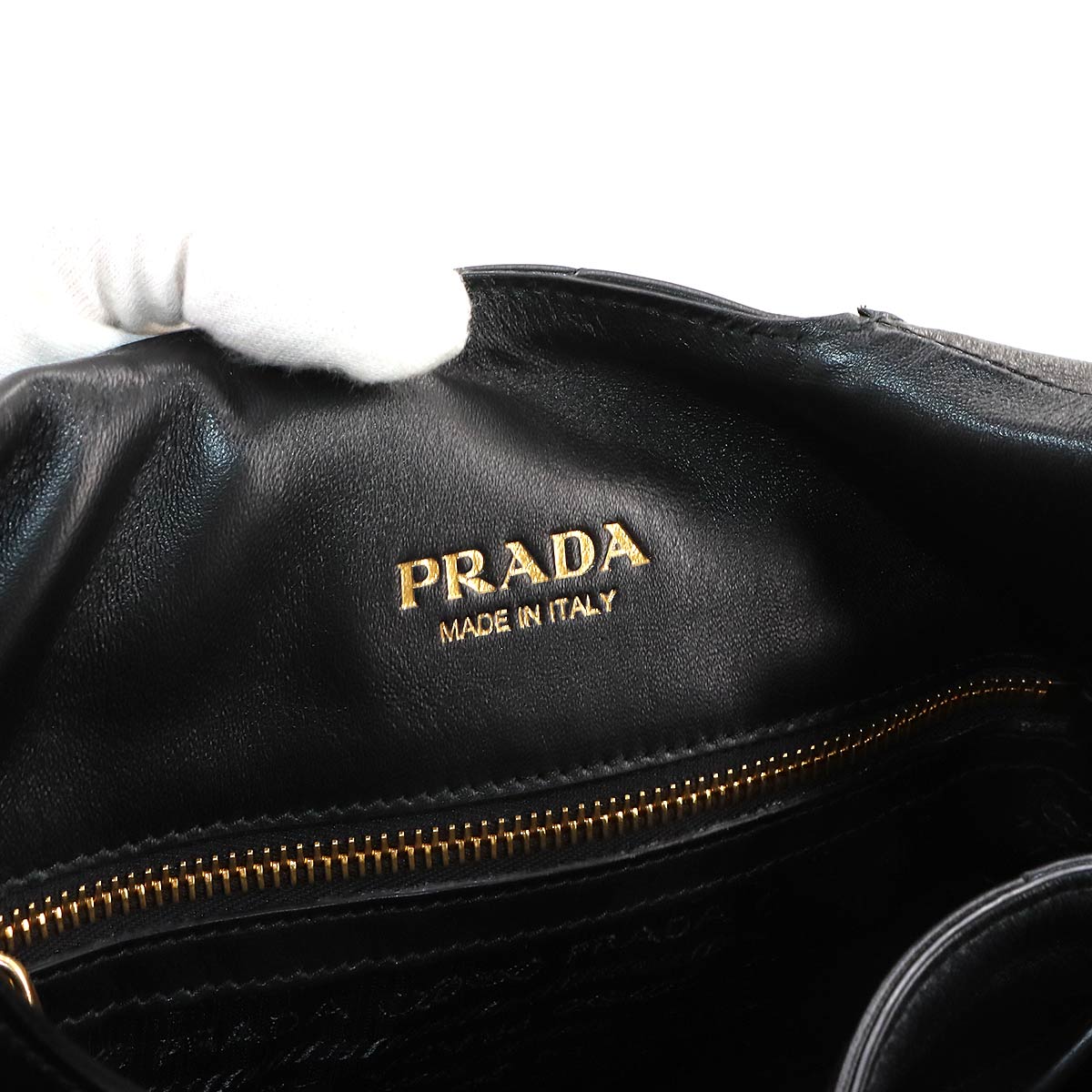 Tote Bag Nappa Leather Black 1BG450 Logo Purse