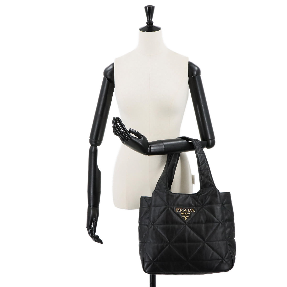 Tote Bag Nappa Leather Black 1BG450 Logo Purse