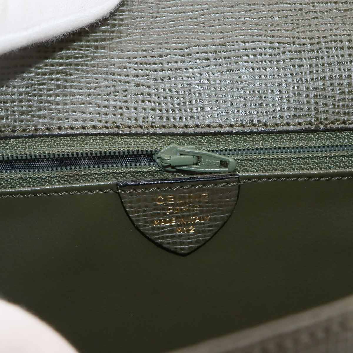 Gancini 2way Hand Shoulder Bag Leather Khaki Vintage