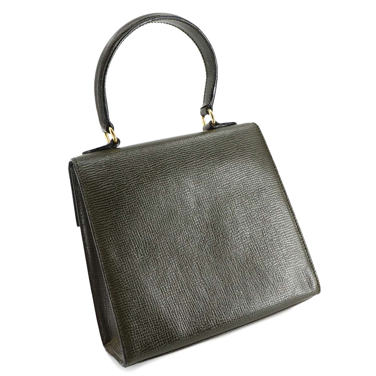 Gancini 2way Hand Shoulder Bag Leather Khaki Vintage