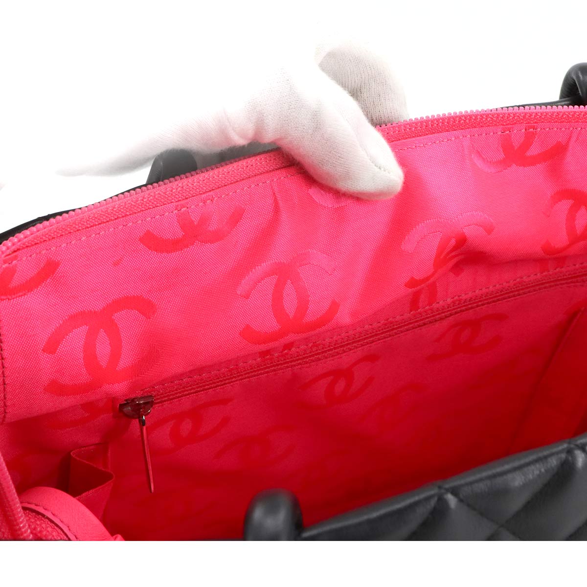 Cambon Line Large Tote Bag Leather Enamel Black A25169 Purse