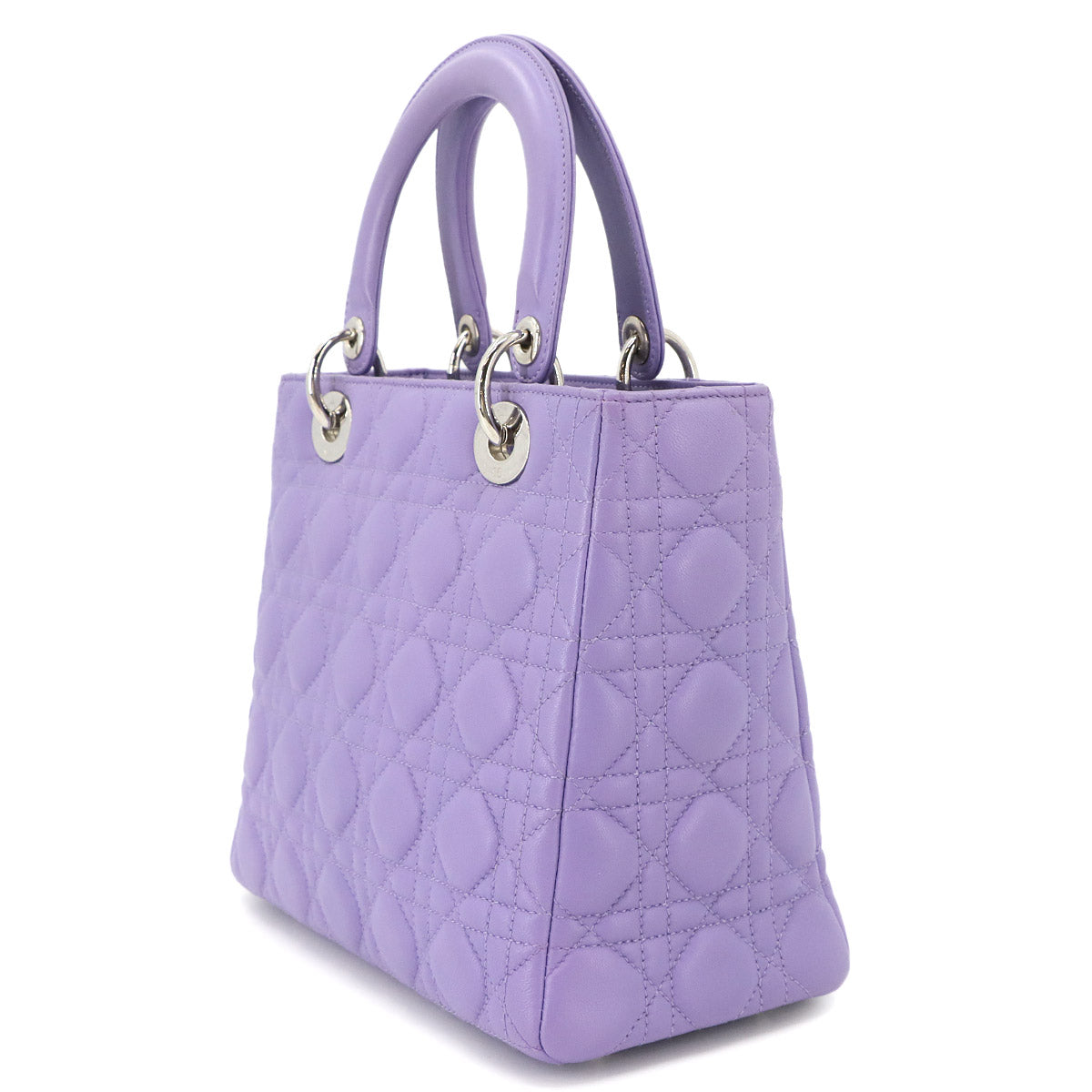 Lady Dior Medium Hand Shoulder Bag Leather Purple Purse