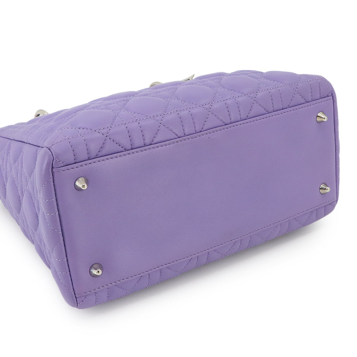 Lady Dior Medium Hand Shoulder Bag Leather Purple Purse