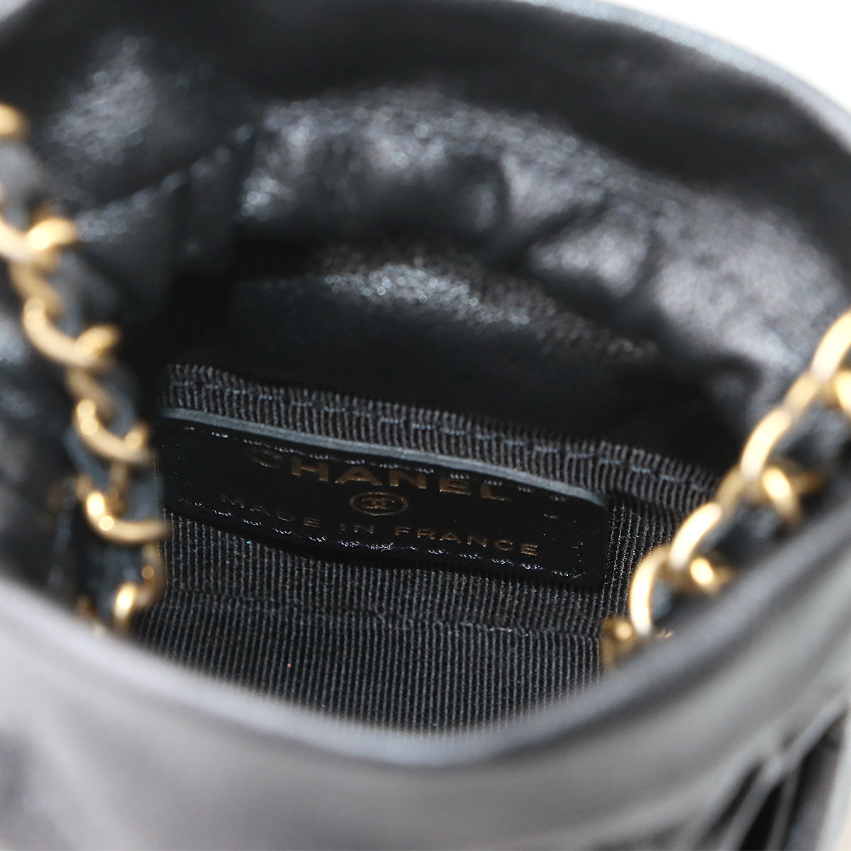 Matelasse Chain Shoulder Bag Leather Black Purse