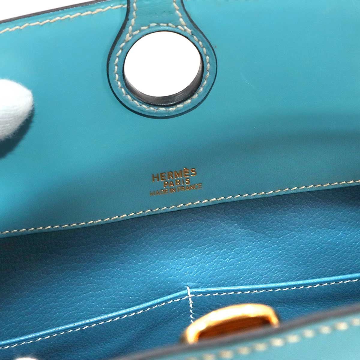 Dalvy MM 30 Hand Bag Box calf Bleu Jean Purse