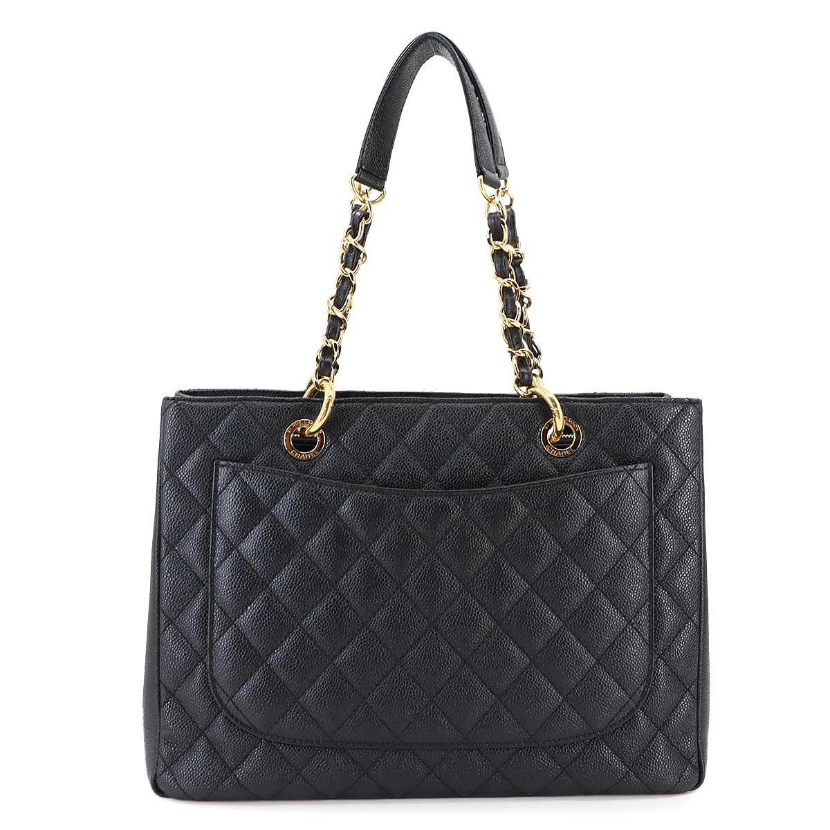 Matelasse Grand Shopping Tote Bag Leather Black GST A50995