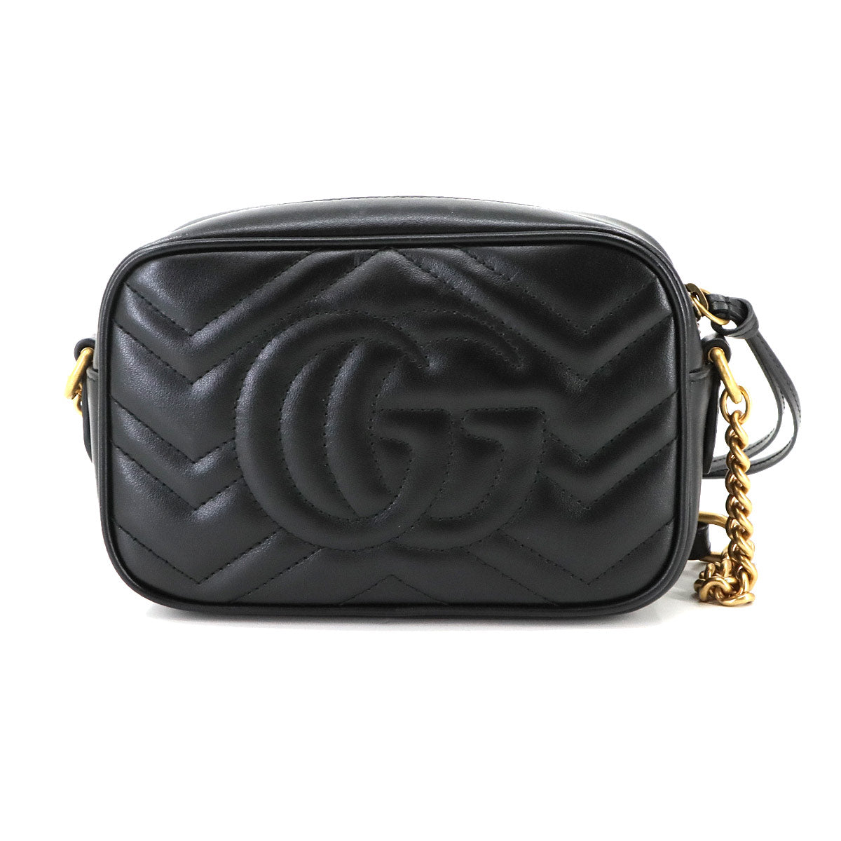 GG Marmont Quilting Mini Chain Shoulder Bag Leather Black 448065