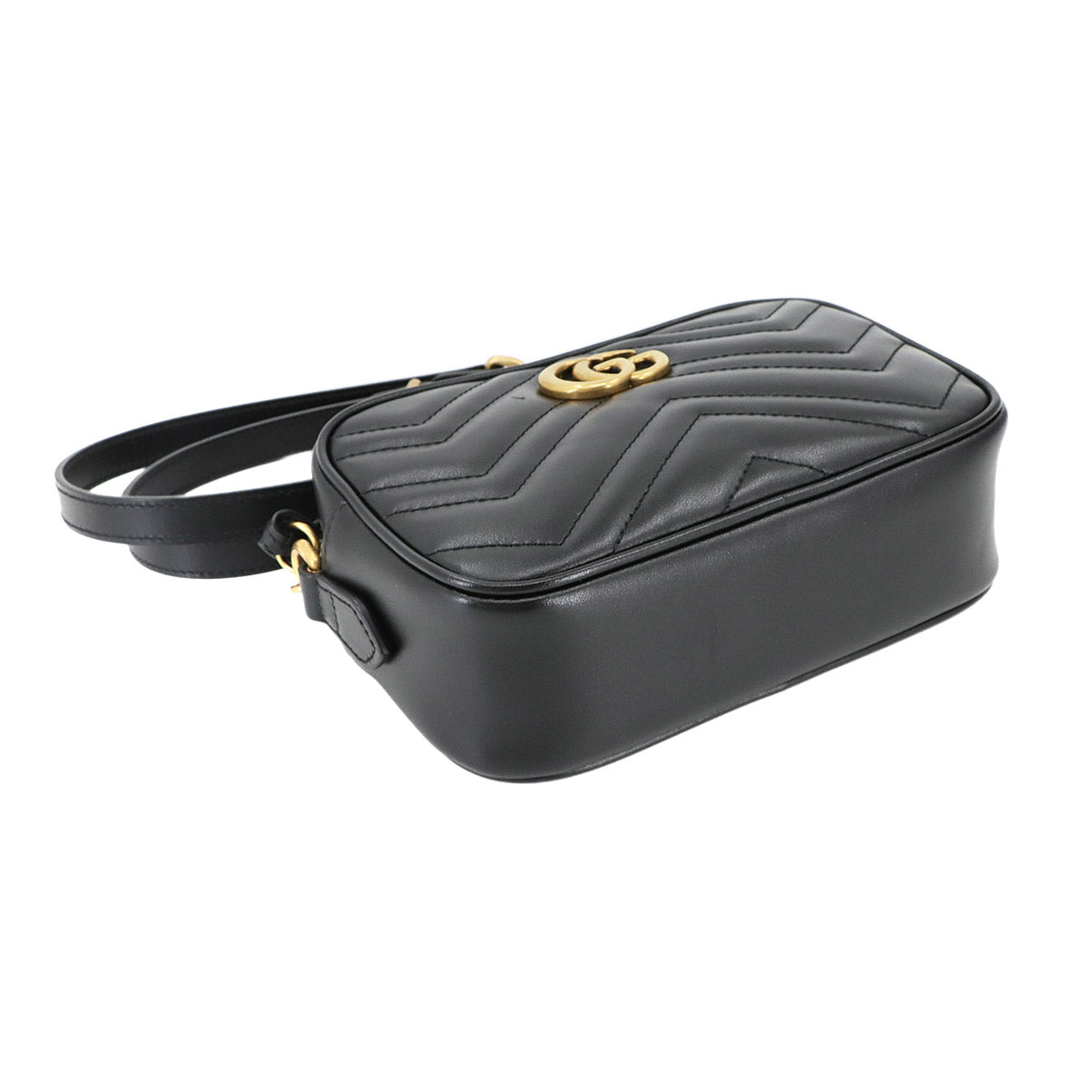 GG Marmont Quilting Mini Chain Shoulder Bag Leather Black 448065